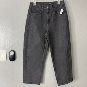 Gap Denim High Rise Barrel Ankle Jean, Black, 8, 804566